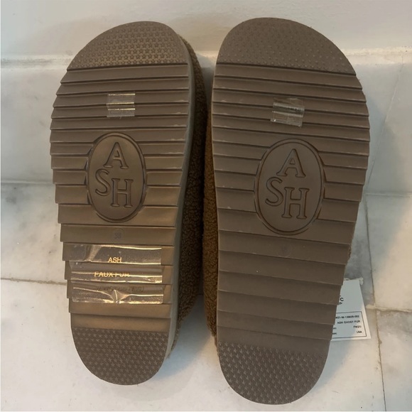 ASH Women's Ghost Fur Mule Slide Clog Brown Leather Silver Metal Chain 7.5 8 38 - Picture 8 of 11